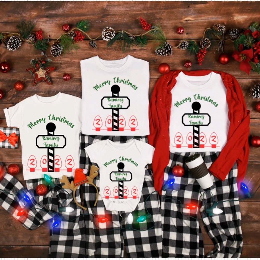 Family Christmas Tshirts with last name added